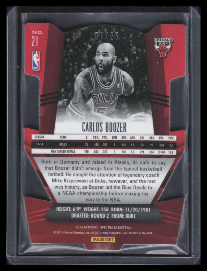 2013-14 Panini Spectra Red Die Cut Variations 21 Carlos Boozer 7/25