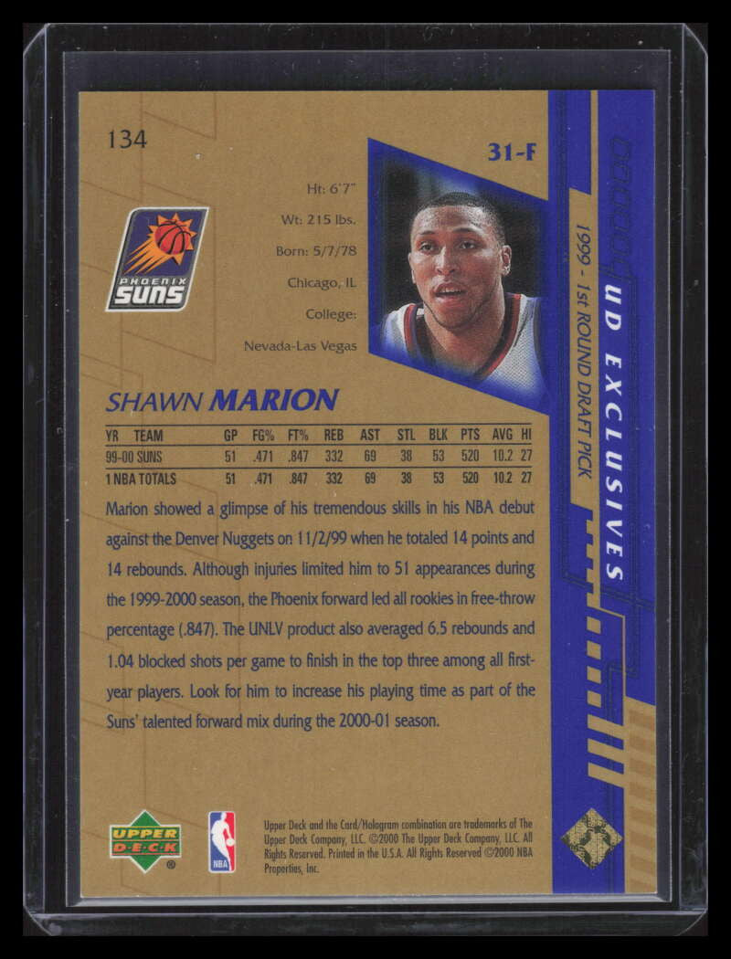 2000-01 Upper Deck Gold 134 Shawn Marion 85/100