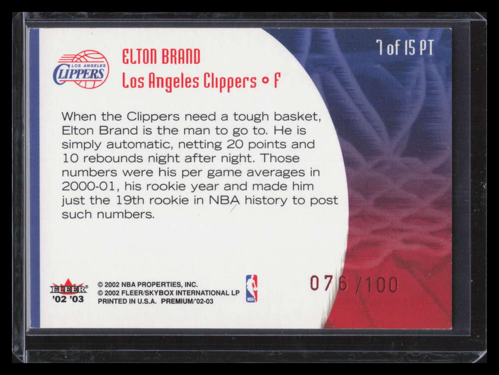 2002-03 Fleer Premium Prime Time Ruby 7 Elton Brand 76/100