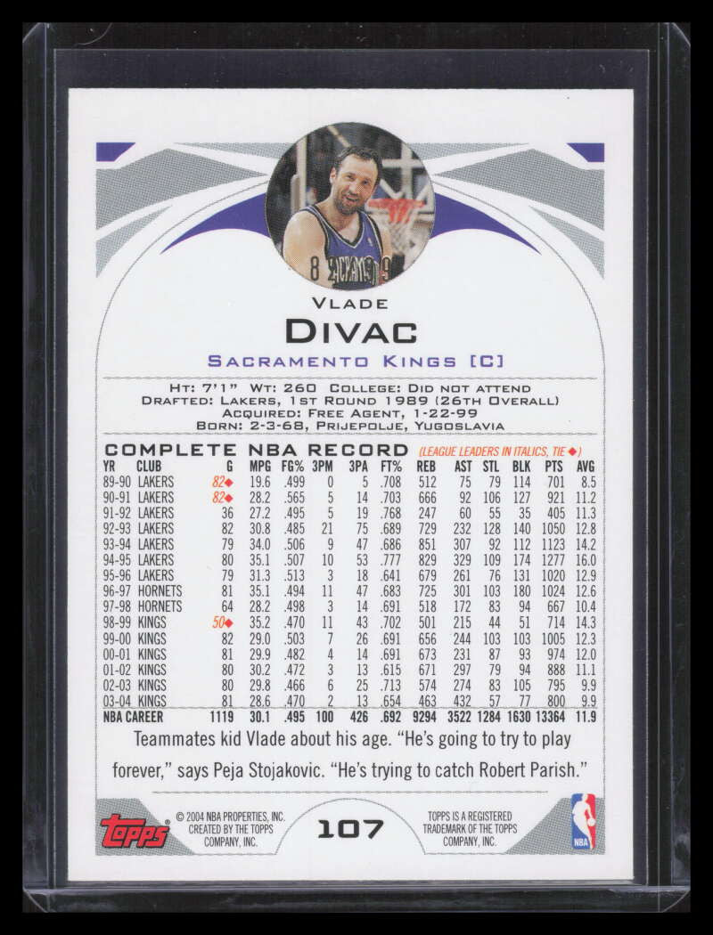 SOLD 163798 2004-05 Topps Gold 107 Vlade Divac 82/99