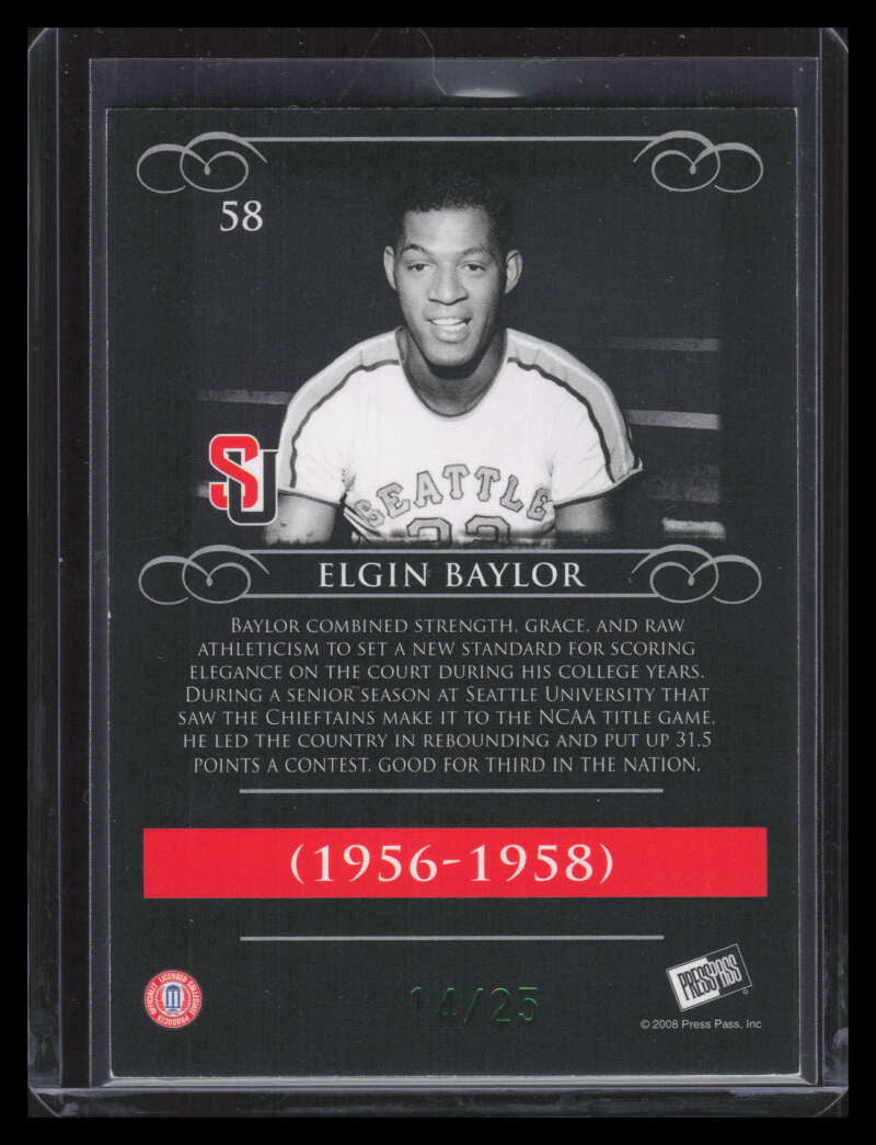 2008-09 Press Pass Legends Emerald 58 Elgin Baylor 14/25