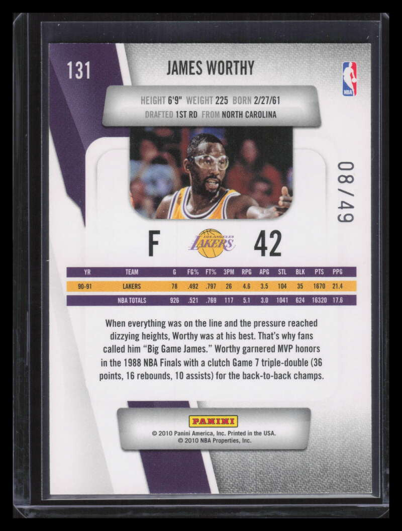2010-11 Prestige Bonus Shots Purple 131 James Worthy 8/49