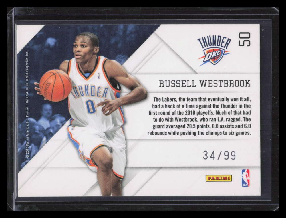 SOLD 163836 2010-11 Prestige Prestigious Pros Gold 50 Russell Westbrook 34/99
