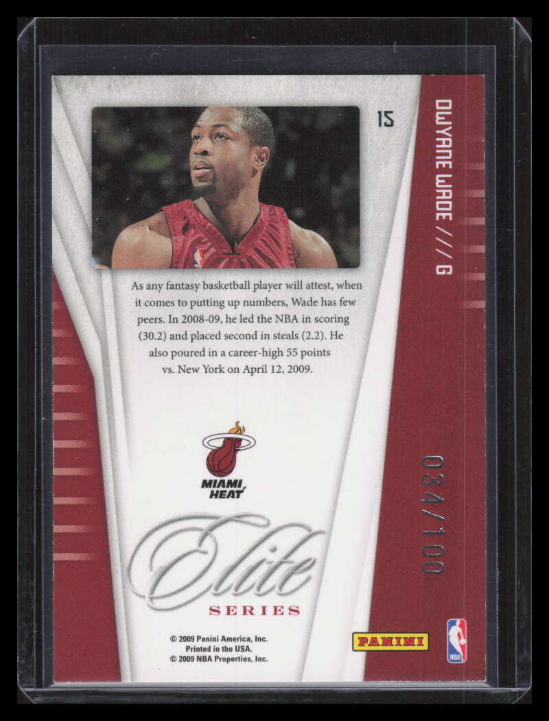SOLD 163847 2009-10 Donruss Elite Series Gold 15 Dwyane Wade 34/100