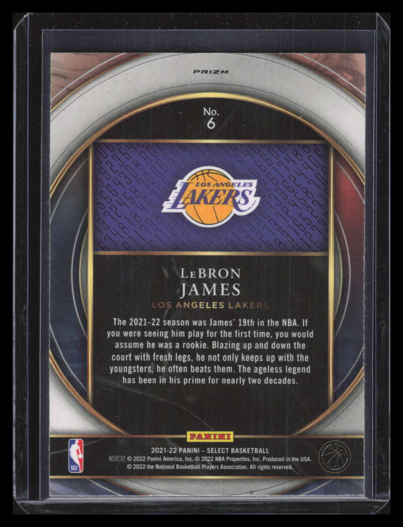 2021-22 Select Numbers Prizms Blue Refractor 6 LeBron James