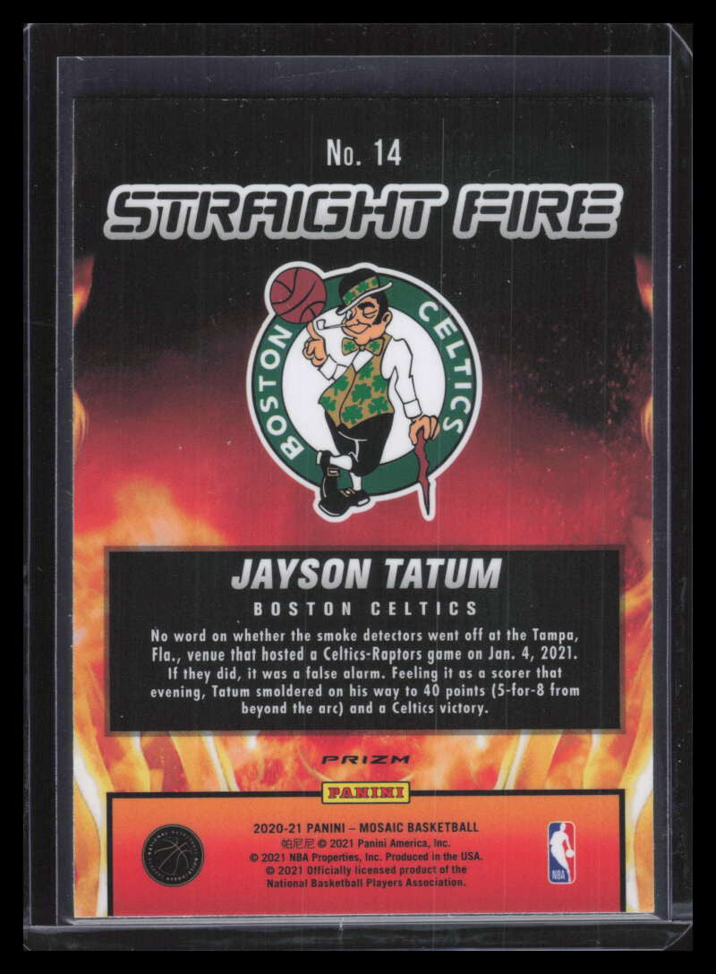 2020-21 Panini Mosaic Straight Fire 14 Jayson Tatum