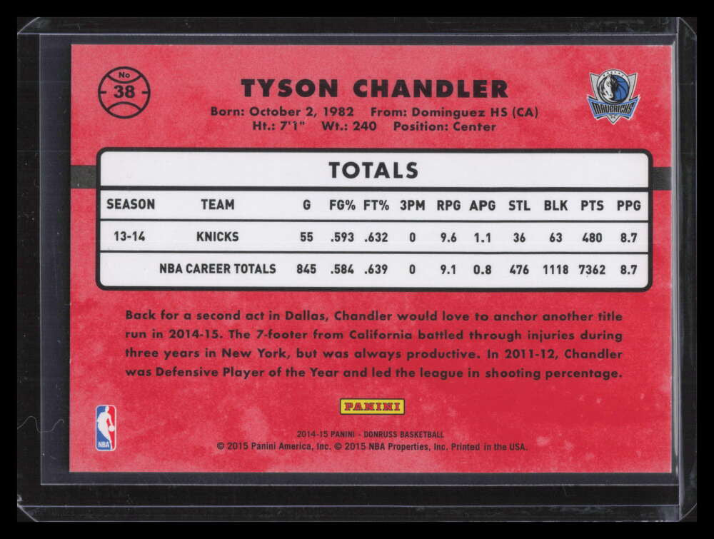 2014-15 Donruss Stat Line Years 38 Tyson Chandler 2/13