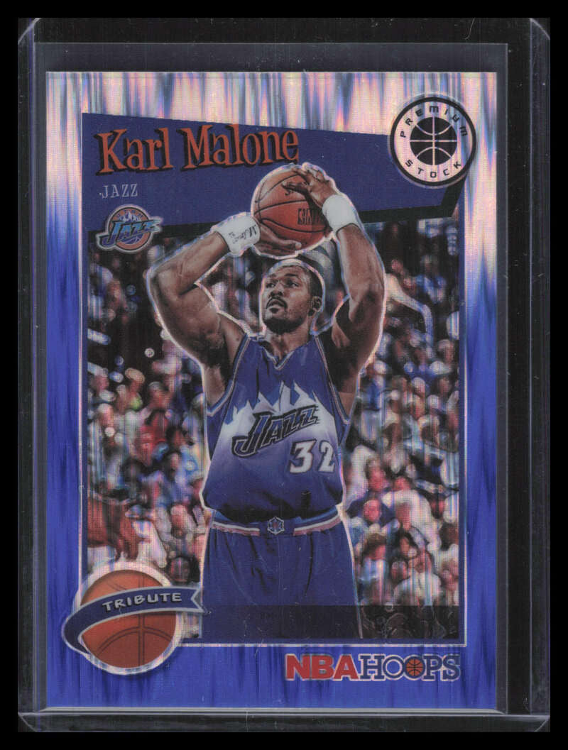 2019-20 Hoops Premium Stock Prizms Blue Flash Refractor 286 Karl Malone 30/49