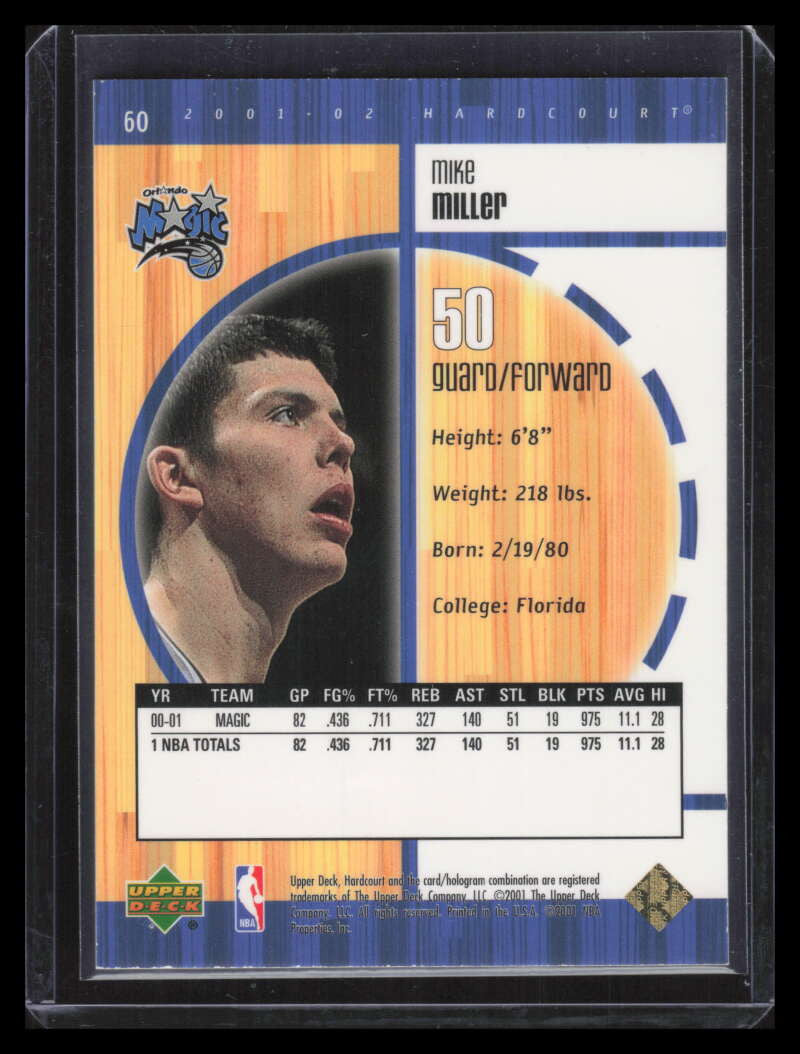 2001-02 Upper Deck Hardcourt Exclusives 60 Mike Miller 7/25