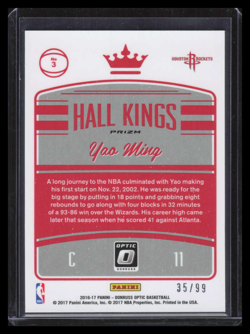 2016-17 Donruss Optic Hall Kings Red Refractor 3 Yao Ming 35/99