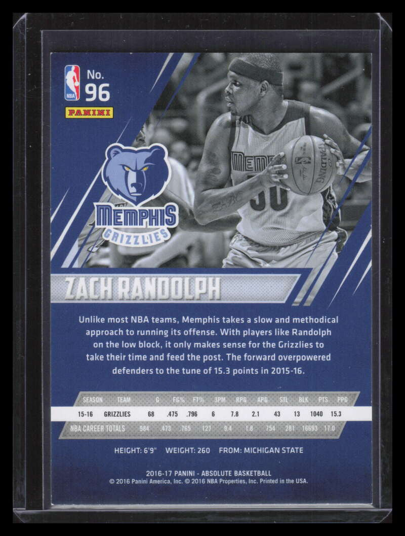 2016-17 Absolute Memorabilia Spectrum Gold 96 Zach Randolph 3/10