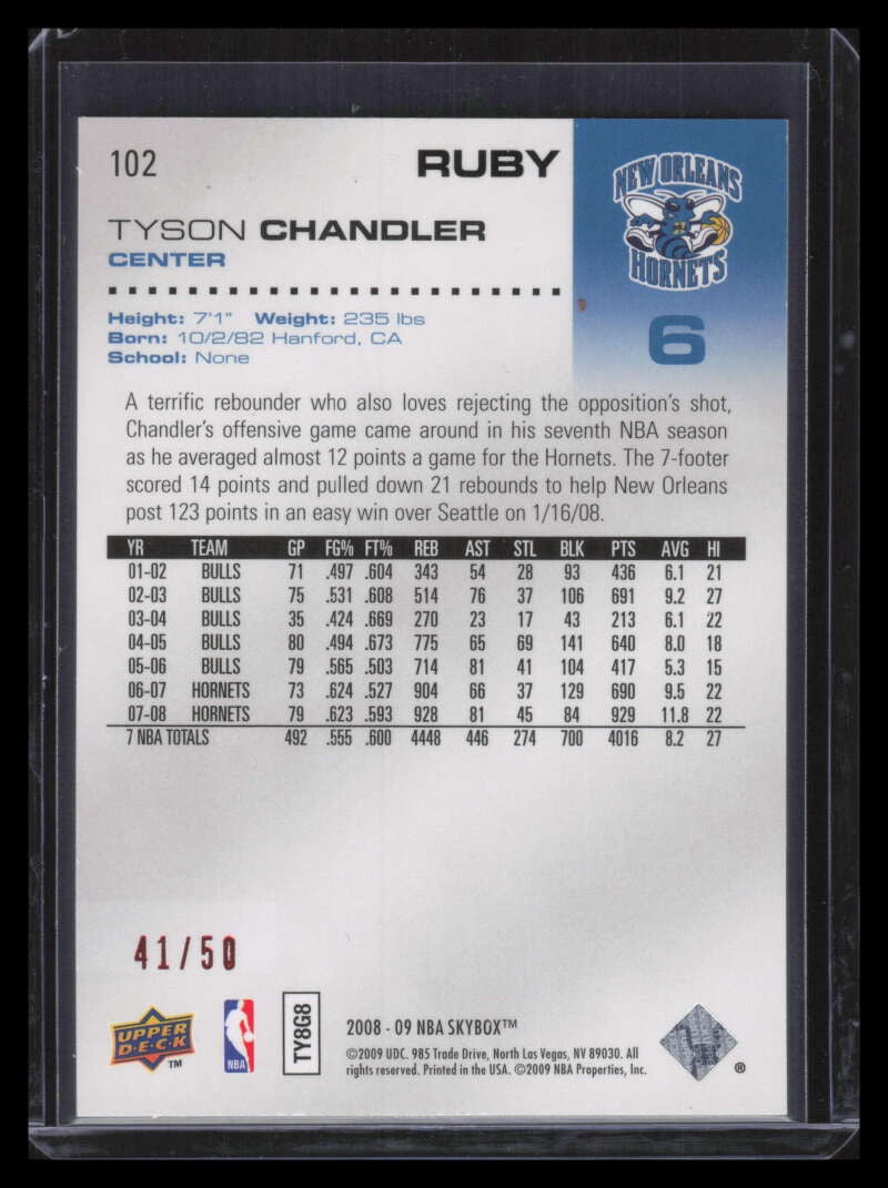 2008-09 SkyBox Ruby 102 Tyson Chandler 41/50