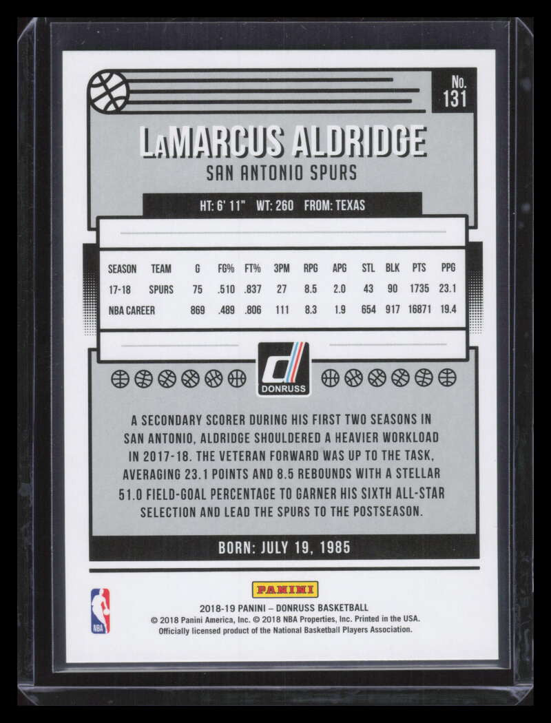 2018-19 Donruss Press Proof Gold Laser 131 LaMarcus Aldridge 4/10