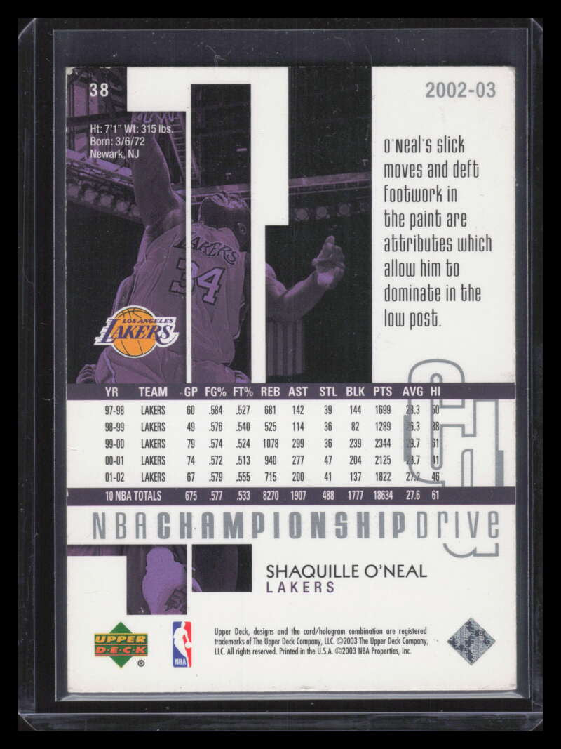 2002-03 Upper Deck Championship Drive UD Promo 38 Shaquille O'Neal VG