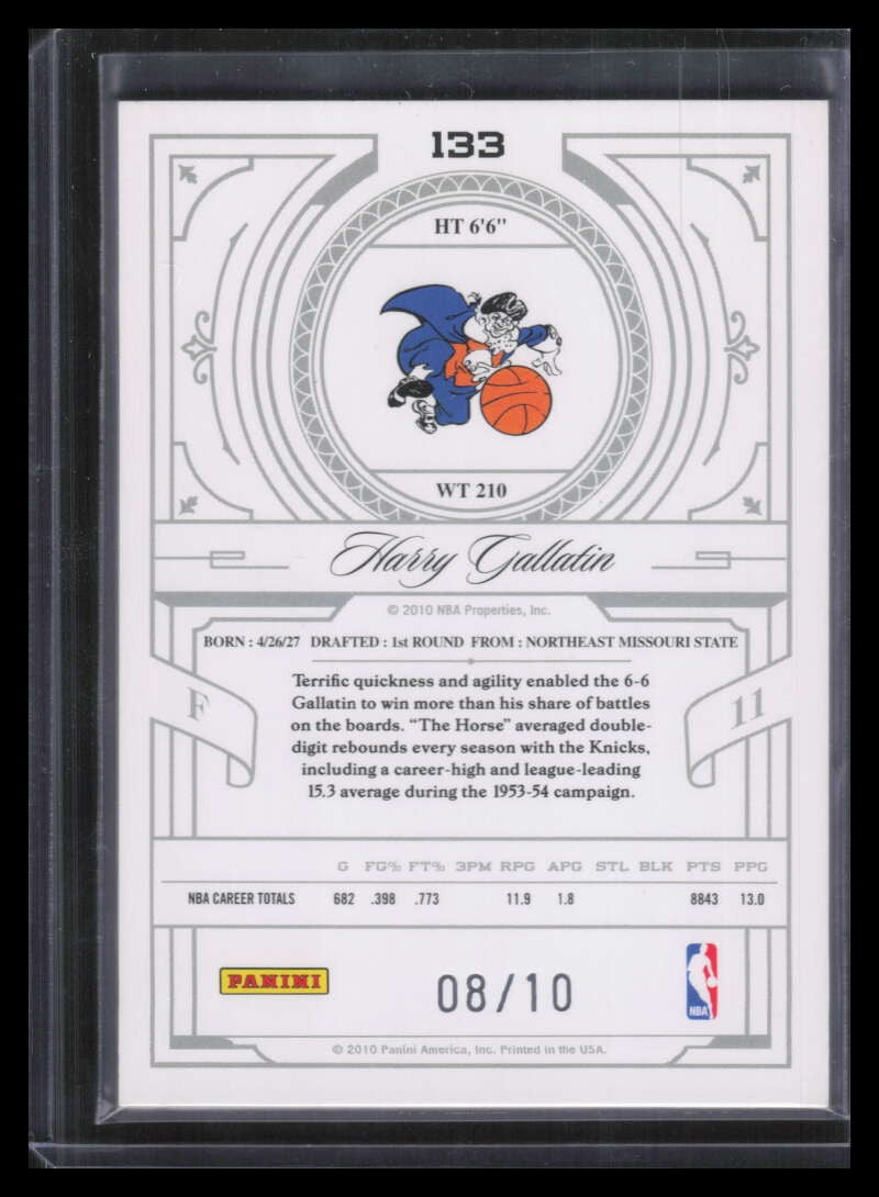 2009-10 Playoff National Treasures Century Silver 133 Harry Gallatin 8/10 Legend
