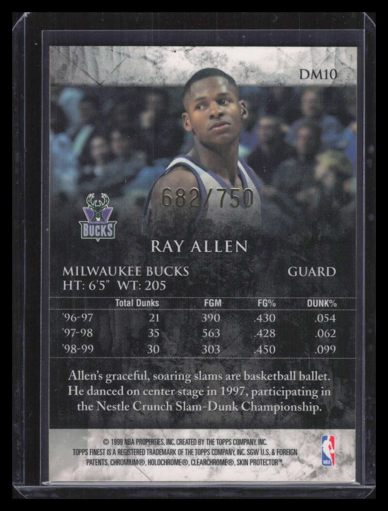 SOLD 163961 1999-00 Finest Dunk Masters dm10 Ray Allen 682/750