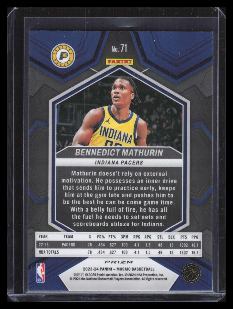 DELETE 163980 2023-24 Panini Mosaic Mosaic Glitter 71 Benedict Mathurin