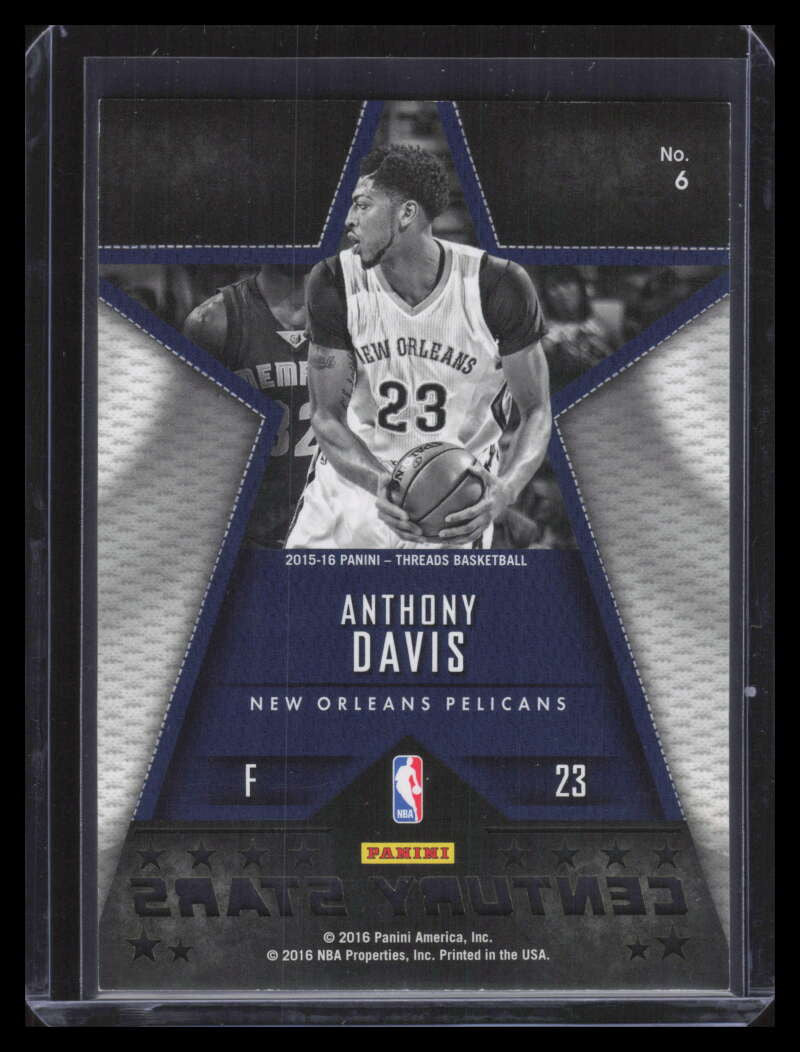 2015-16 Panini Threads Century Stars 6 Anthony Davis