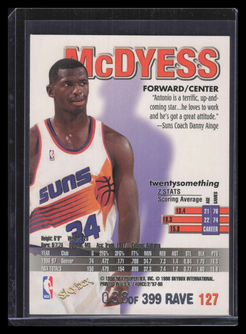 1997-98 Z-Force Rave 127 Antonio McDyess 38/399