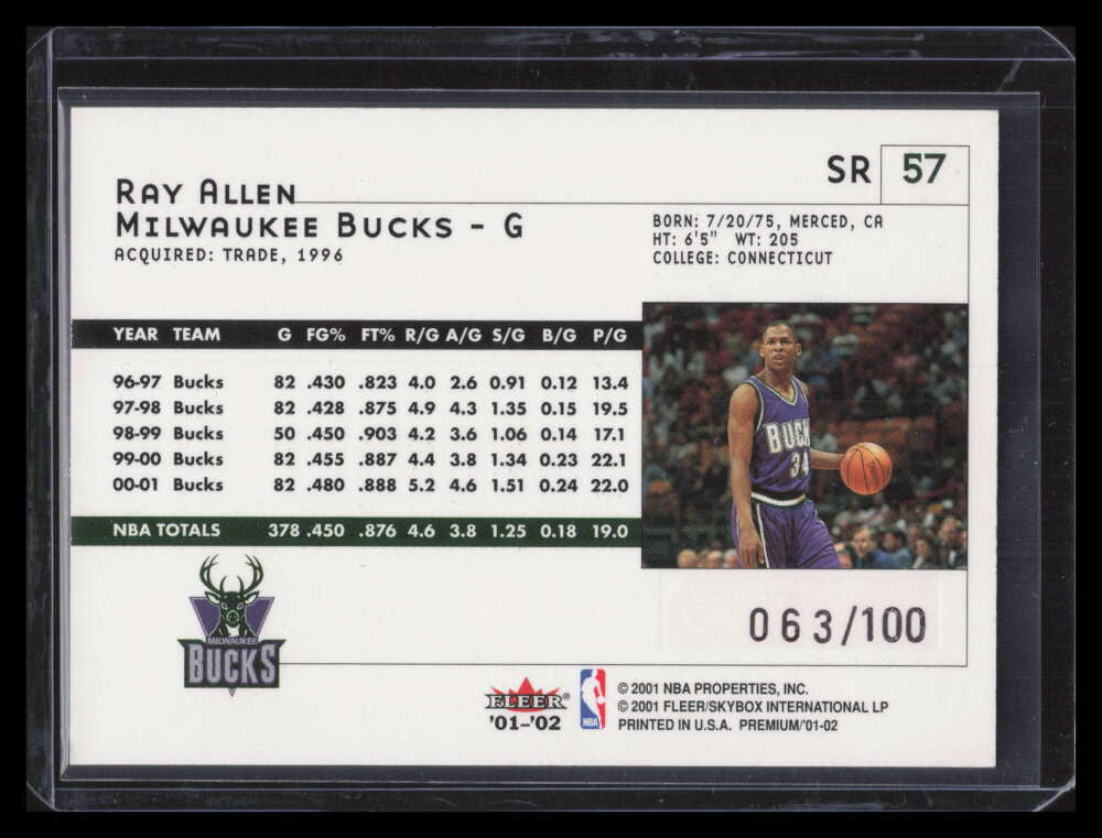 2001-02 Fleer Premium Star Rubies 57 Ray Allen 63/100