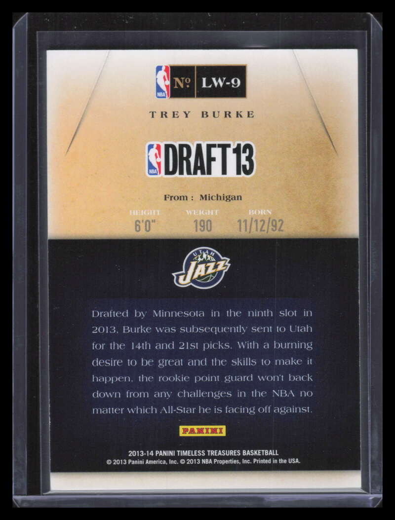 2013-14 Timeless Treasures Lottery Winners Gold 9 Trey Burke Rookie 1/9