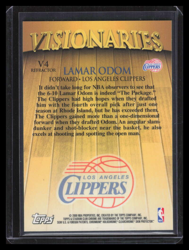 SOLD 164040 1999-00 Stadium Club Chrome Visionaries Refractor v4 Lamar Odom Rookie