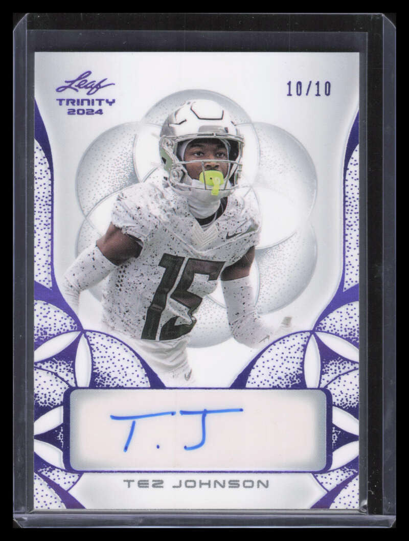 2024 Leaf Trinity Purple batj1 Tez Johnson Rookie Auto 10/10