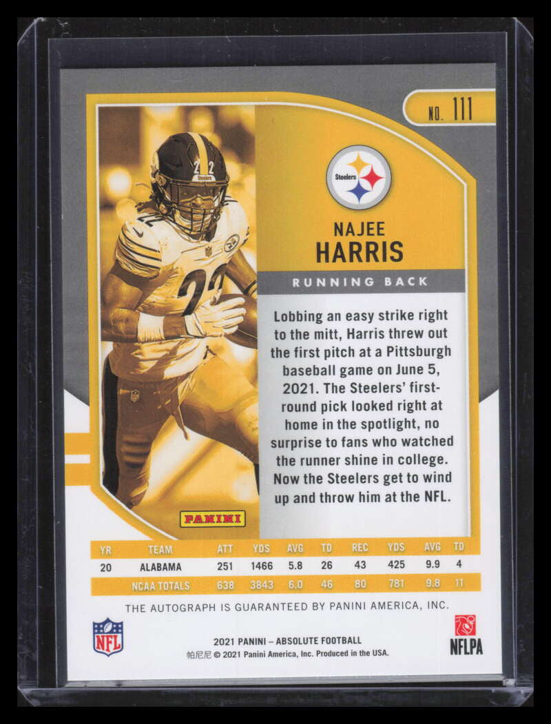2021 Absolute Signatures Rookies 111 Najee Harris Rookie Auto