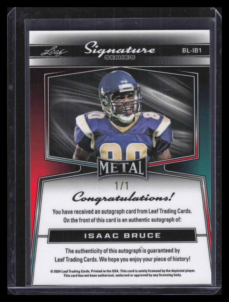 2024 Leaf Metal Signature Series Autographs Silver Crystals Isaac Bruce Auto 1/1