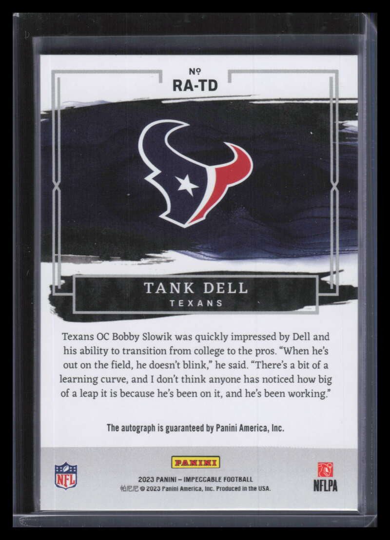 2023 Panini Impeccable Rookie Autographs 20 Tank Dell Rookie Auto 79/99