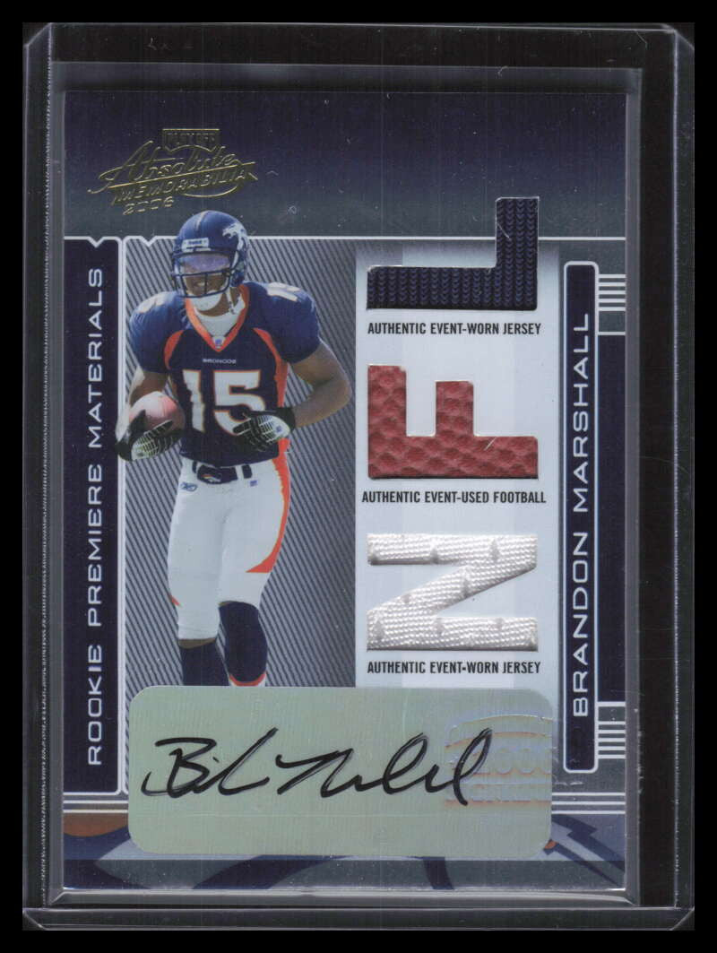 2006 Absolute RPM Autograph 267 Brandon Marshall RC Triple Ball Jersey Auto /100
