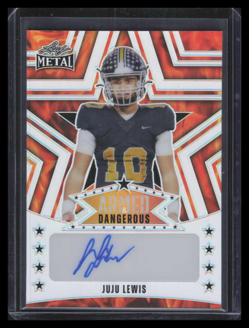 2024 Leaf Metal Armed and Dangerous Autographs Orange JuJu Lewis Rookie Auto 3/9