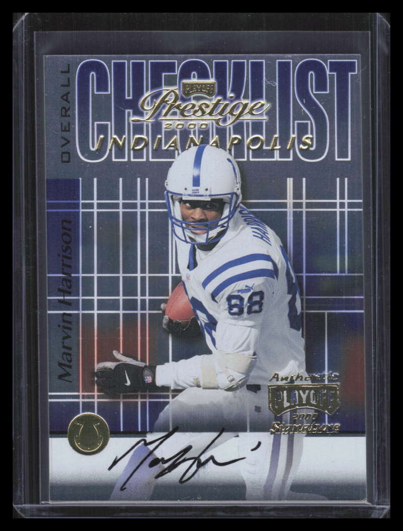 2000 Playoff Prestige Team Checklist cl75 Marvin Harrison Auto
