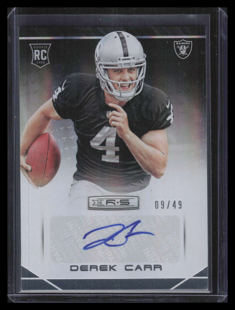 2014 Rookies and Stars Autographs Longevity Holofoil 131 Derek Carr RC Auto 9/49