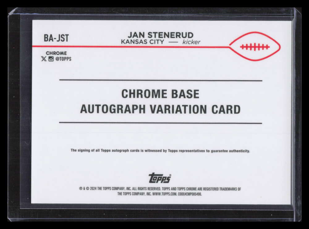 2024 Topps Chrome Autographs Red Geometric Refractor BAJST Jan Stenerud Auto 5/5