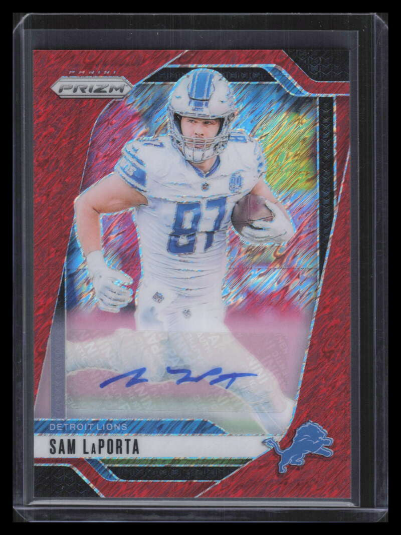 2024 Panini Prizm Autographs Prizms Red Shimmer 96 Sam LaPorta Auto 20/35