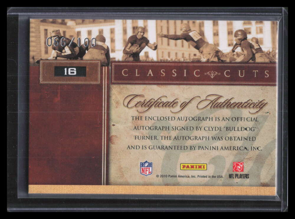 2010 Classics Classic Cuts 16 Clyde Bulldog Turner Cut Auto 66/100