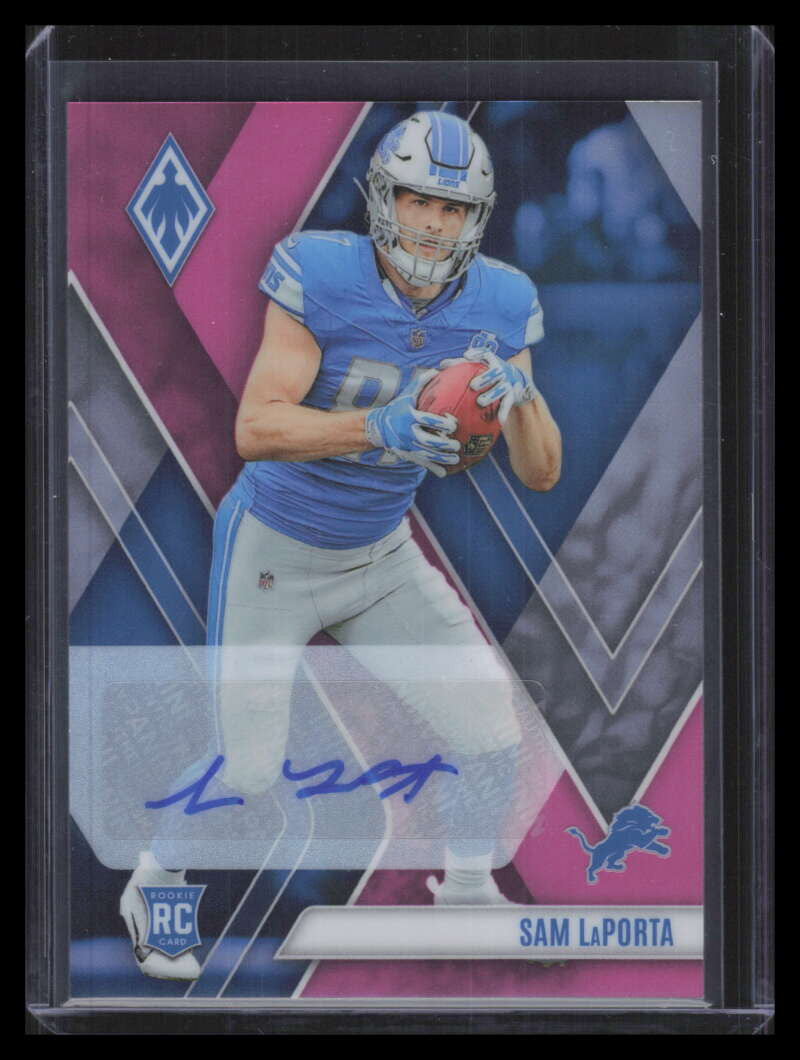 2023 Panini Phoenix Rookie Autographs Pink 115 Sam LaPorta Rookie Auto 21/25