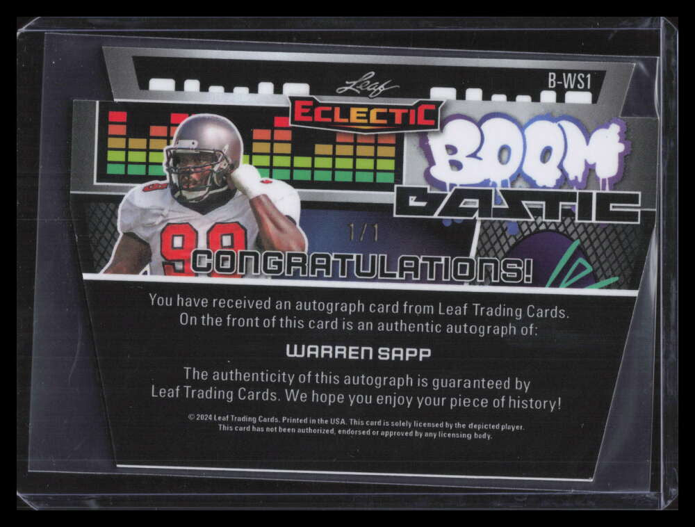 2024 Leaf Eclectic Boombastic Super Prismatic Gold bws1 Warren Sapp Auto 1/1