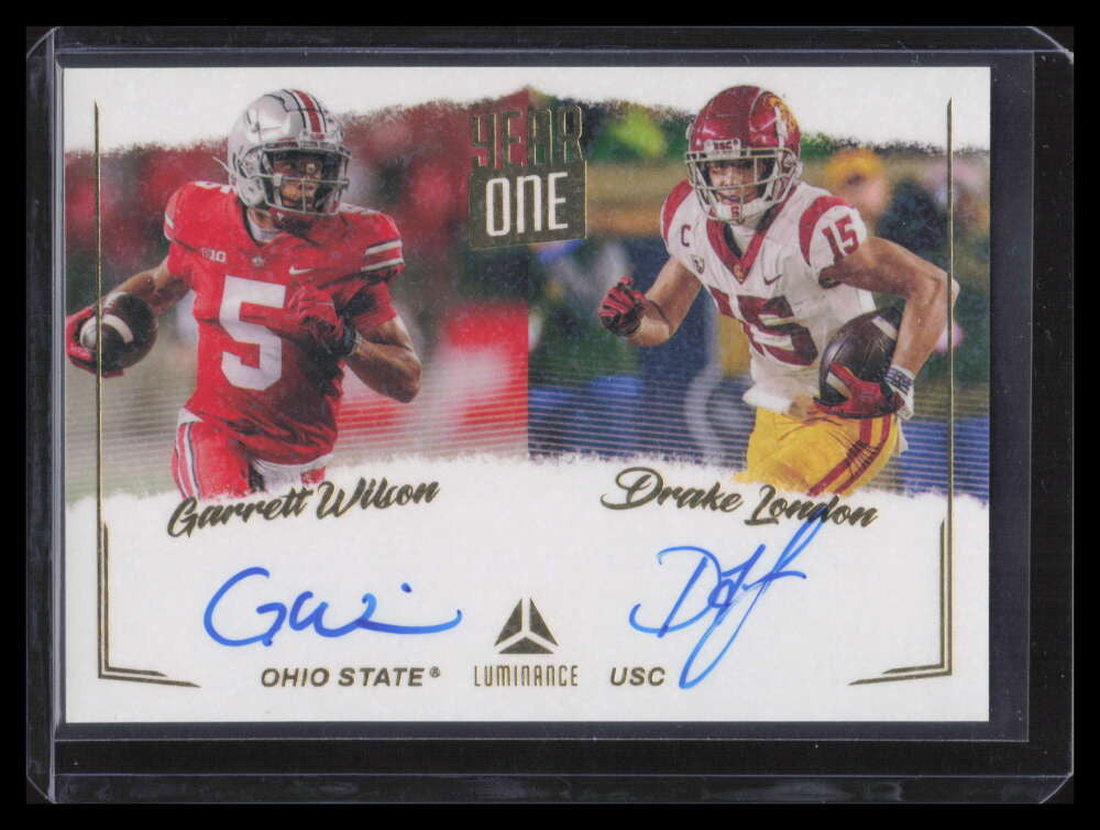 2022 Panini Luminance Year One Signatures 13 London Garrett Wilson RC Dual Auto
