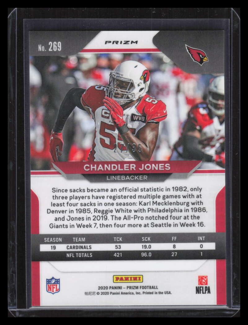 2020 Panini Prizm Prizms No Huddle Purple Refractor 269 Chandler Jones 27/35