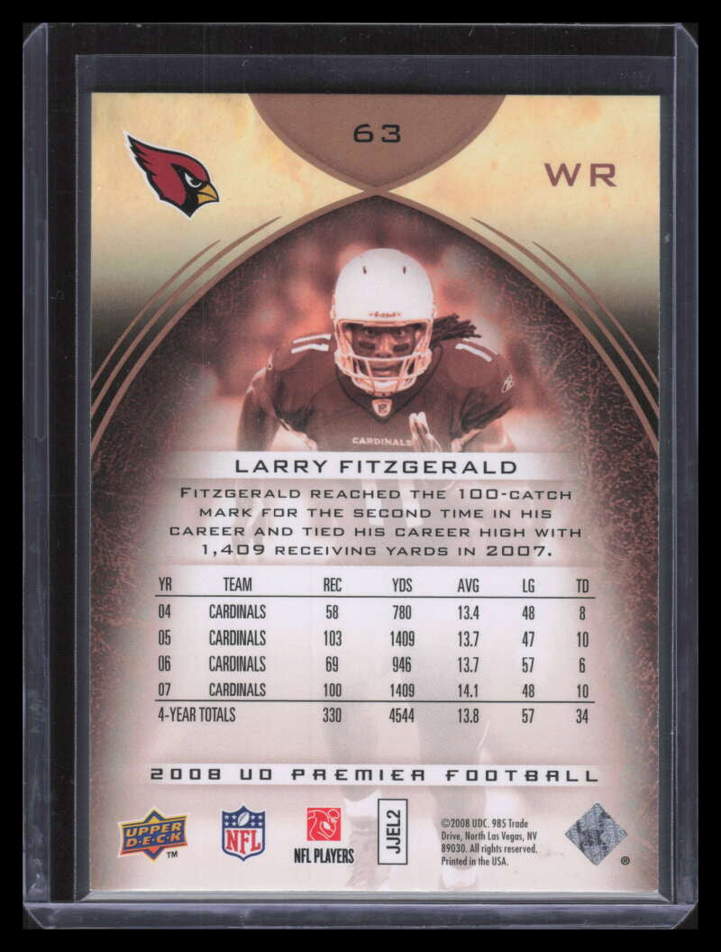 2008 Upper Deck Premier 63 Larry Fitzgerald 43/99