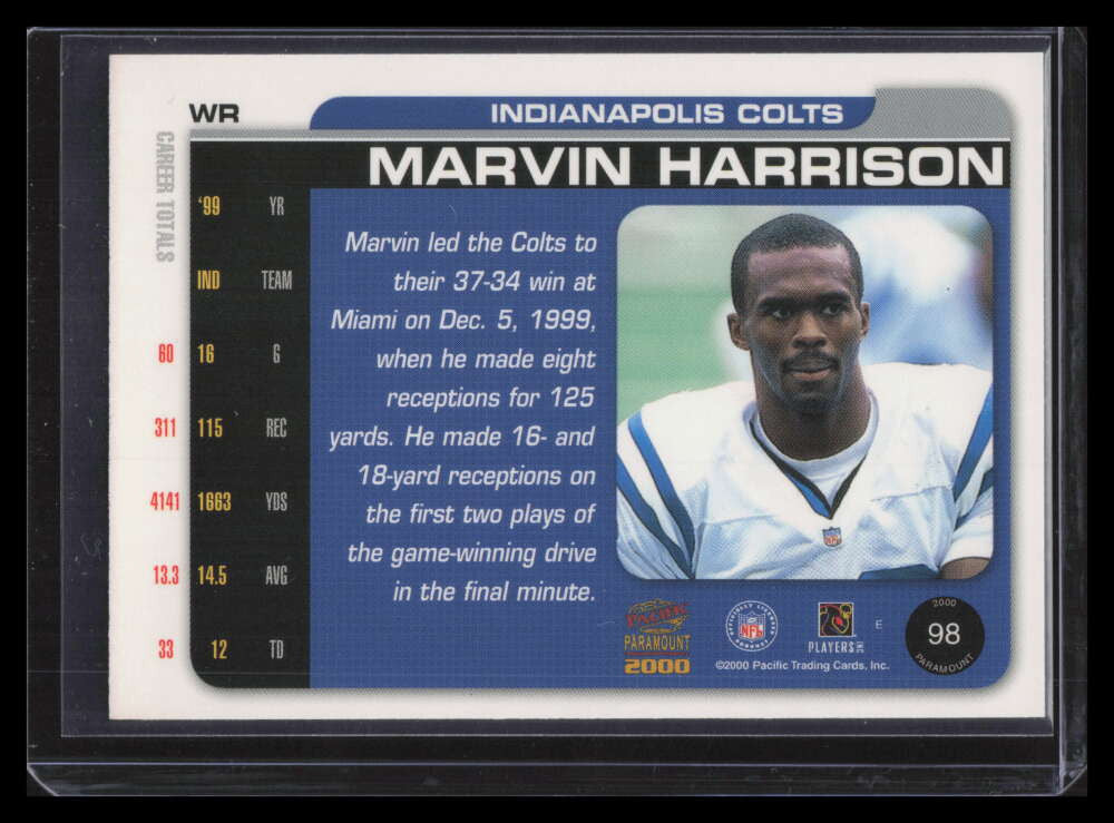 2000 Paramount Premiere Date 98 Marvin Harrison 77/79