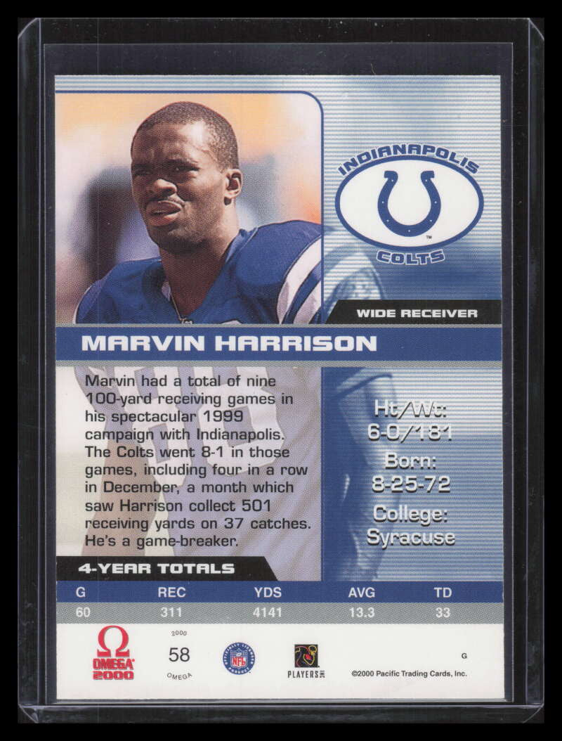 2000 Pacific Omega Premiere Date 58 Marvin Harrison 37/92