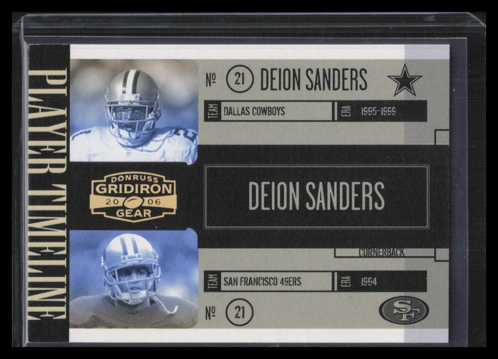 2006 Donruss Gridiron Gear Player Timeline HoloGold pt40 Deion Sanders 17/100