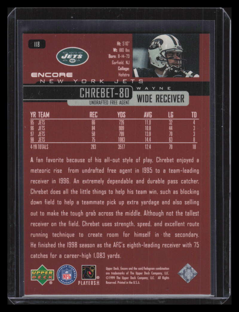 1999 Upper Deck Encore F/X 118 Wayne Chrebet 9/100