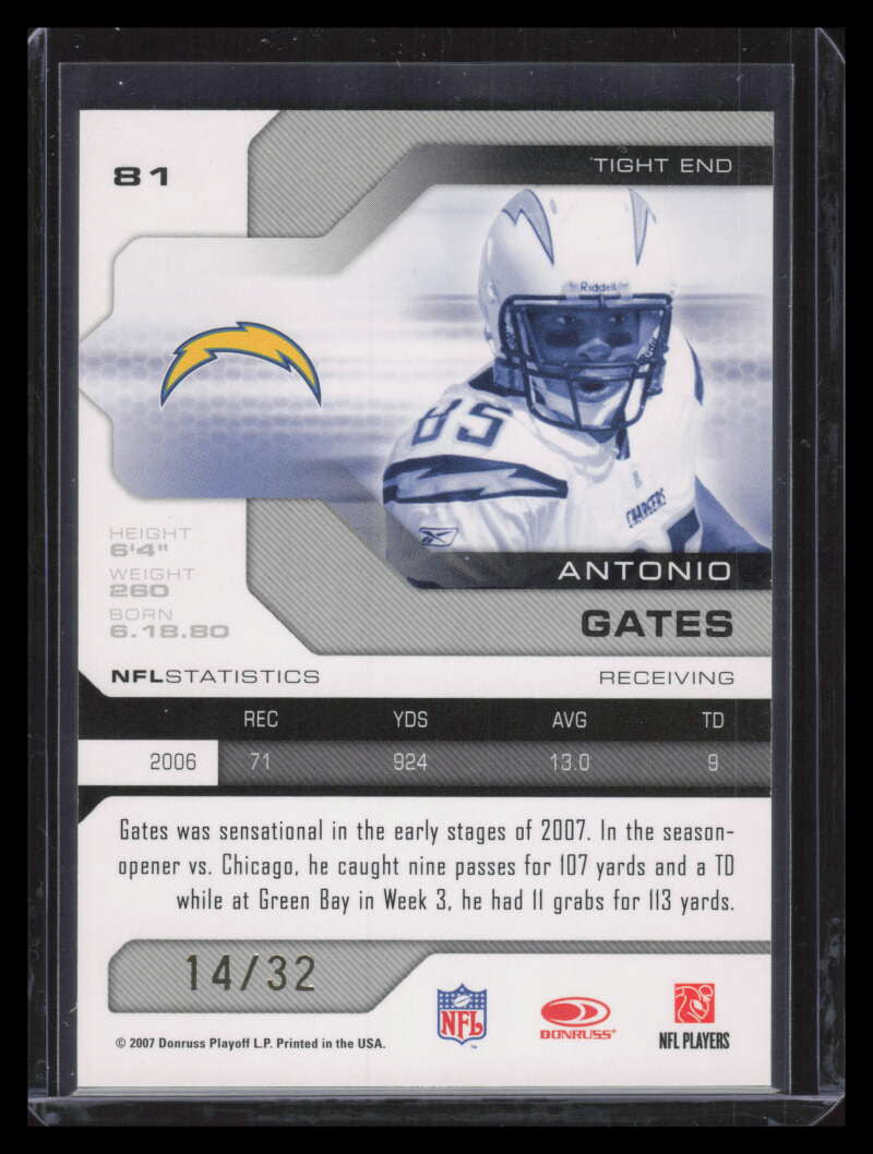 2007 Leaf Limited Bronze Spotlight 81 Antonio Gates 14/32