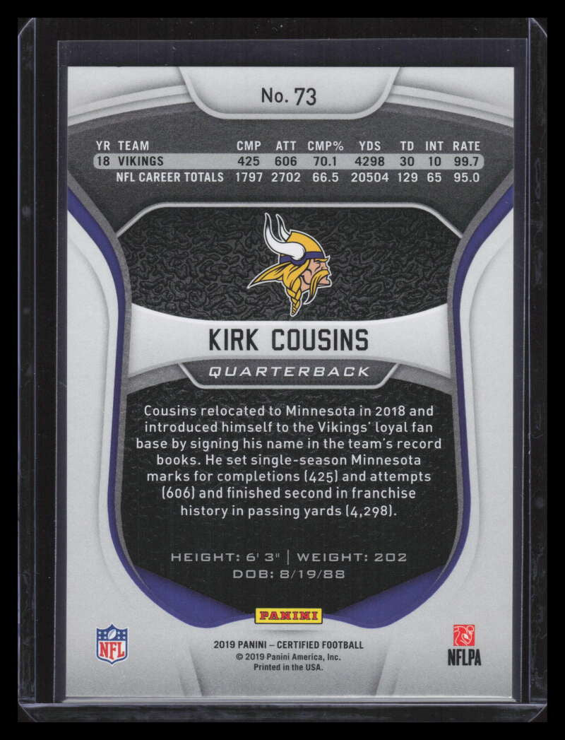 2019 Certified Mirror Teal 73 Kirk Cousins 33/35