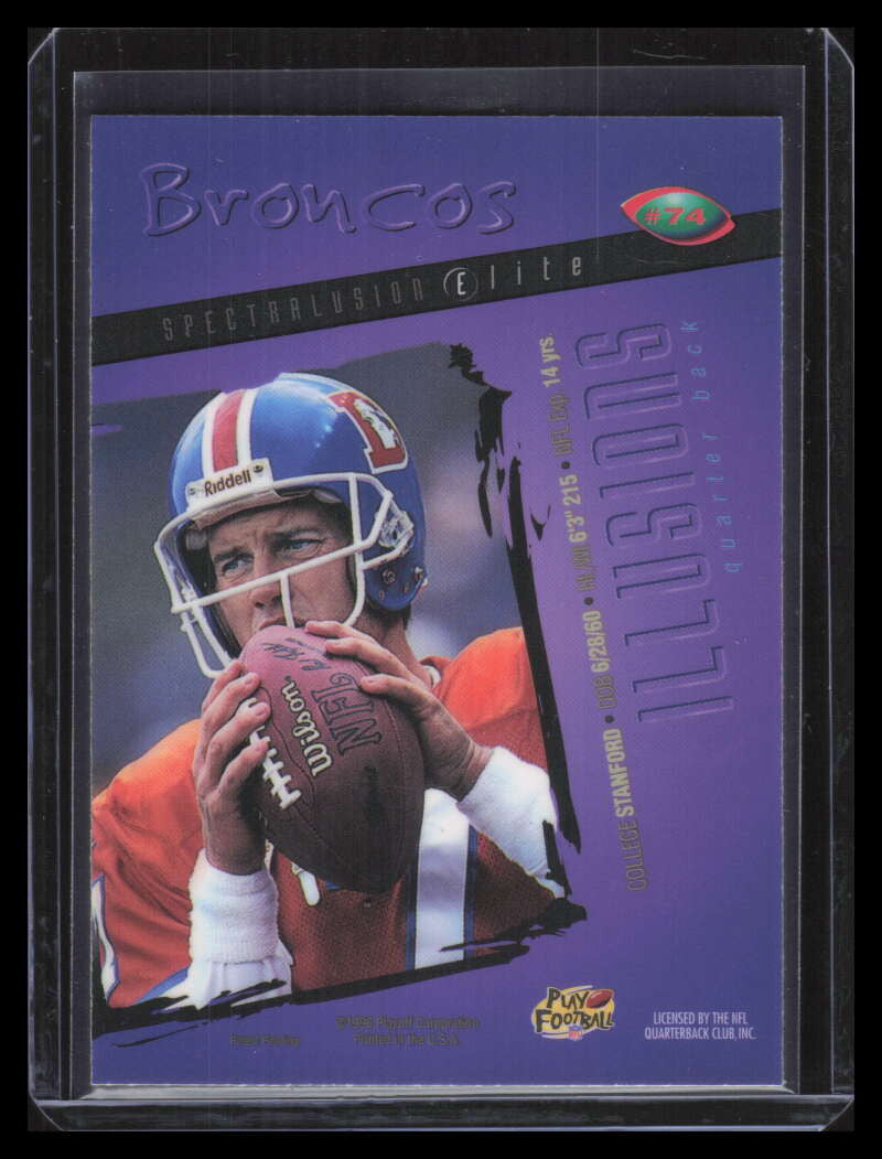 1996 Playoff Illusions Spectralusion Elite 74 John Elway