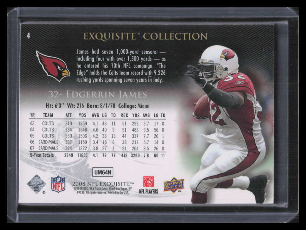 2008 Exquisite Collection 4 Edgerrin James 7/75